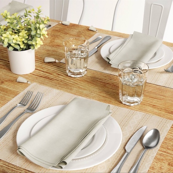 NWT, Bundle of 4, Threshold- Cotton Placemat, Tassels Beige - Geometric, square - Picture 1 of 3